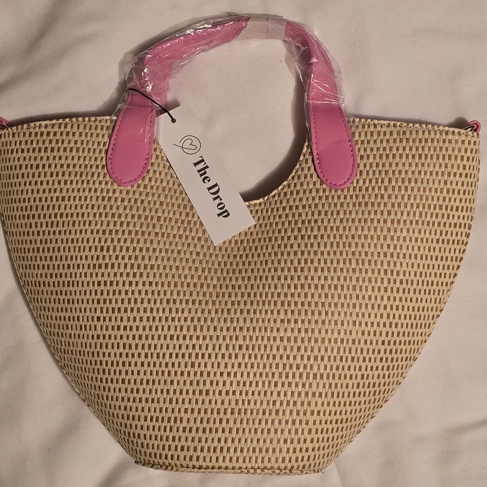 **NEW** The Drop Women's Jade Straw Tote with Chain